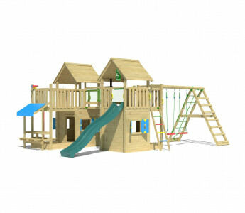 Jungle Titan | Tower playhouse with swings & climbing net