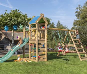 Jungle Nomad | Wooden climbing frame with swing & climbing net