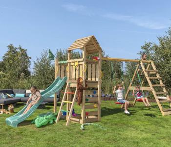 Jungle Safari | Wooden climbing frame with swings & climbing net