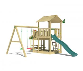 Jungle Skyline | Wooden climbing frame with double swing