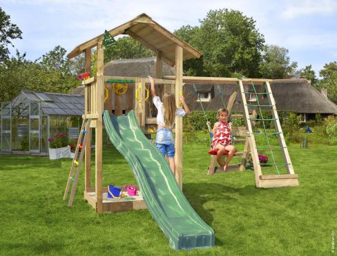 Jungle Sierra | Wooden climbing frame with swing & climbing net