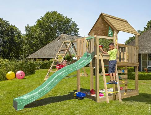 Jungle Cubby | Wooden climbing frame with swing & climbing net