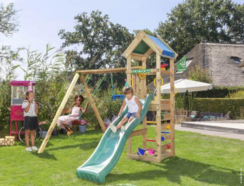 Jungle Patio | Wooden climbing frame with double swing