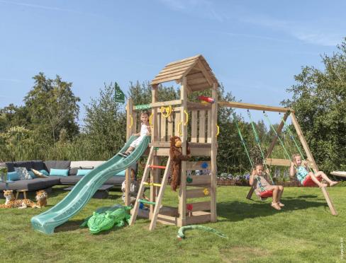 Jungle Safari | Wooden climbing frame with double swing