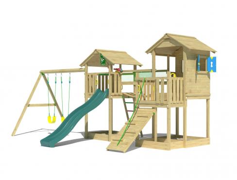 Jungle Stronghold | Wooden climbing frame with double swing