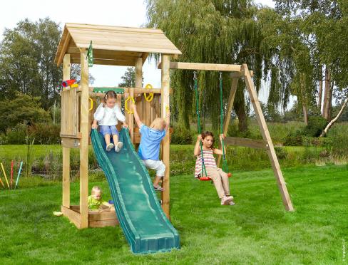 Playhouse with Slide and Swing • Casa 1-Swing 