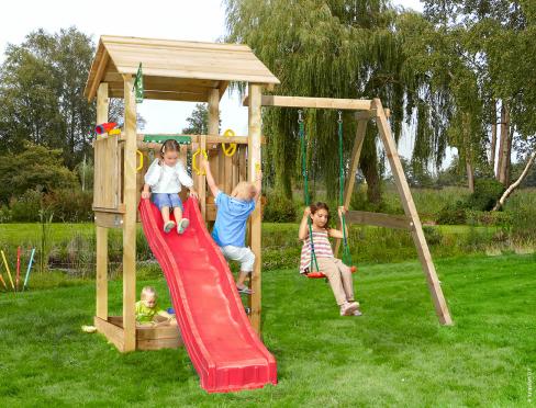 Jungle Bay | Wooden climbing frame with swing
