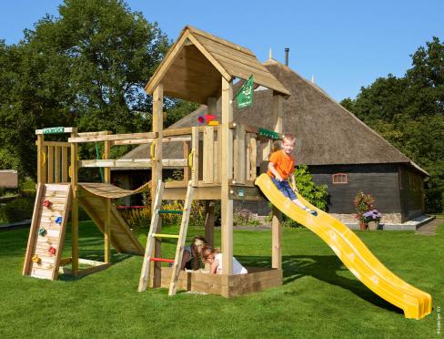 Jungle Nomad | Wooden climbing frame with swings & climbing net