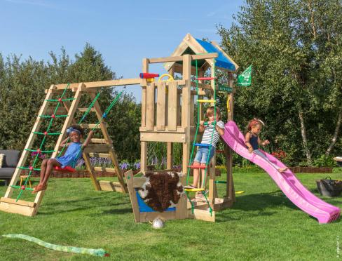 Jungle Explorer | Wooden climbing frame with swings & climbing net
