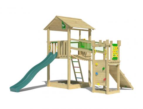 Jungle Fortress | Wooden climbing frame with slide & clatter bridge