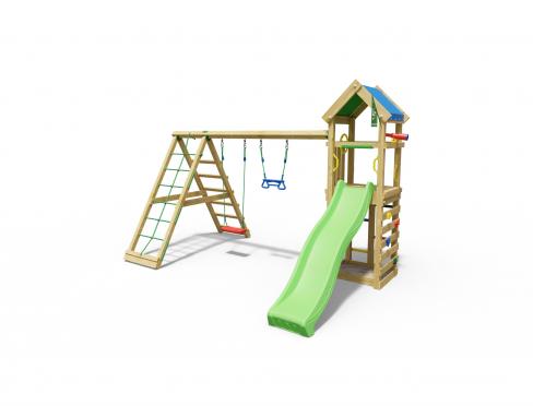 Jungle Patio | Wooden climbing frame with swings & climbing net