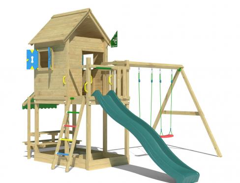 Jungle Bungalow | Wooden climbing frame with double swing