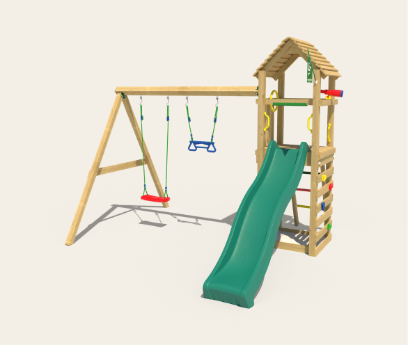 Climbing frames with swing
